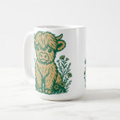 Cute Scottish Highland Cow & Wildflowers Koffiemok (Voorkant links)