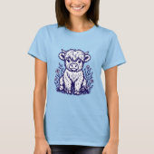 Cute Scottish Highland Cow & Wildflowers T-shirt (Voorkant)