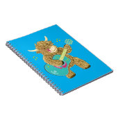 Cute Scottish Highland Koe Plays Guitar Notitieboek (Rechterzijde)