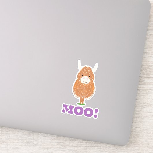 Cute Scottish Highland Koe Sticker (Detail)