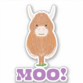 Cute Scottish Highland Koe Sticker (Voorkant)
