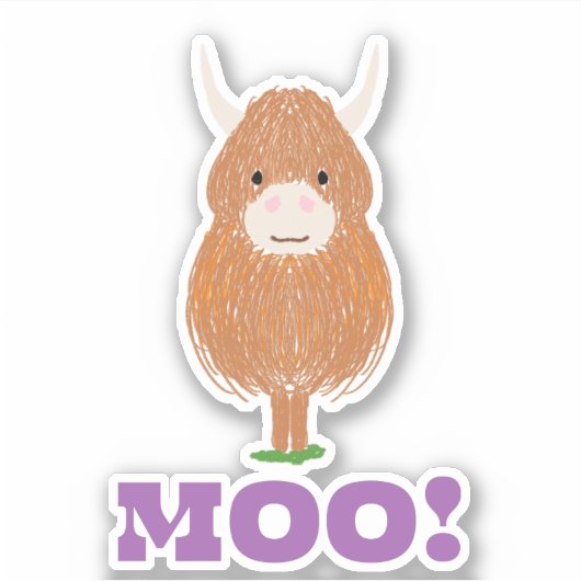 Cute Scottish Highland Koe Sticker (Voorkant)