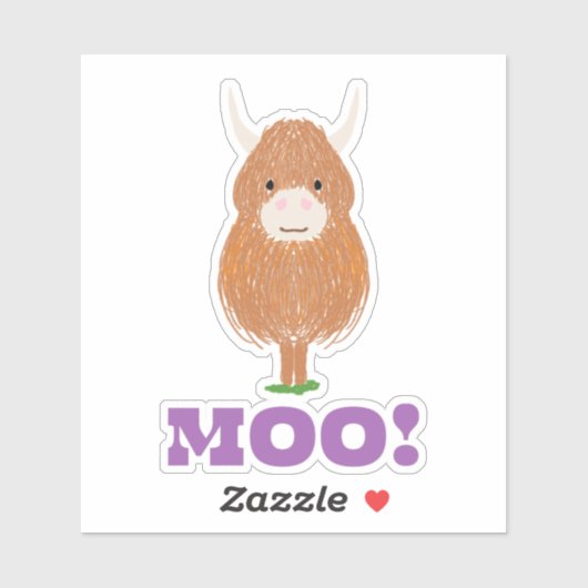 Cute Scottish Highland Koe Sticker (Vel)
