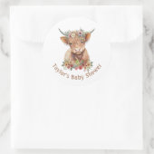 Cute Scottish Highland Koe Waterverf Pink Peach C Ronde Sticker (Tas)