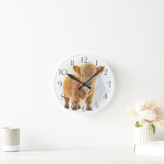 Cute Scottish Highlander Koe Ronde Klok (Huis)