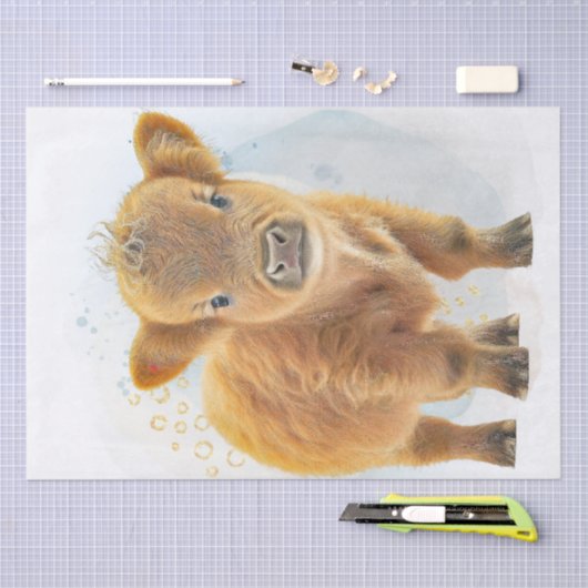 Cute Scottish Highlander Koe Tissuepapier (Craft)