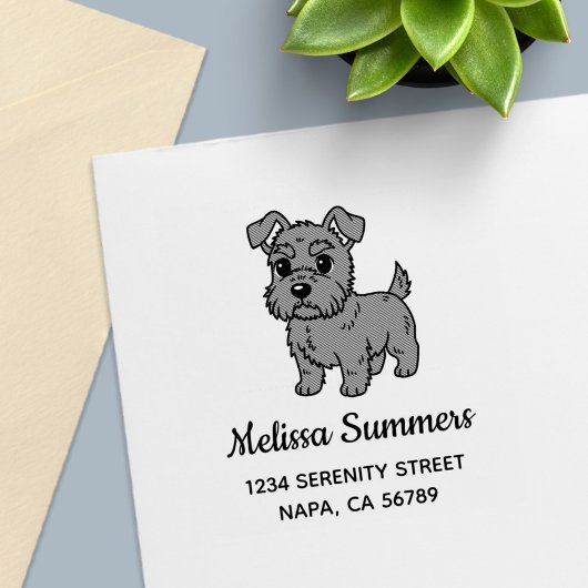 Cute Scottish Terrier Dog Address Zelfinktende Stempel