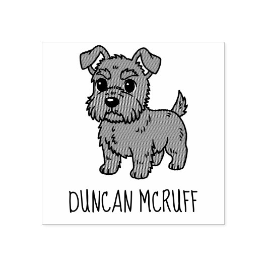 Cute Scottish Terrier Dog Custom Name Rubberstempel (Afrduk)