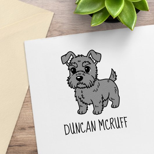 Cute Scottish Terrier Dog Custom Name Rubberstempel