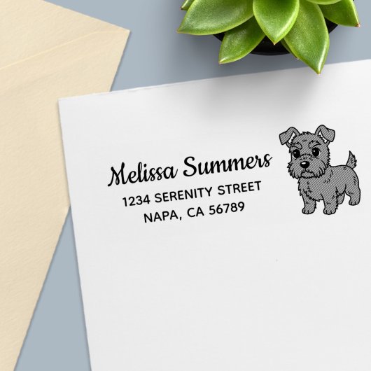 Cute Scottish Terrier Dog Return Address Zelfinktende Stempel