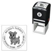 Cute Scottish Terrier Dog Round Address Zelfinktende Stempel (In situ)