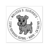 Cute Scottish Terrier Dog Round Address Zelfinktende Stempel (Design)