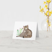 Cute Scottish Wildcat and kitten blank card Kaart (Gele Bloem)