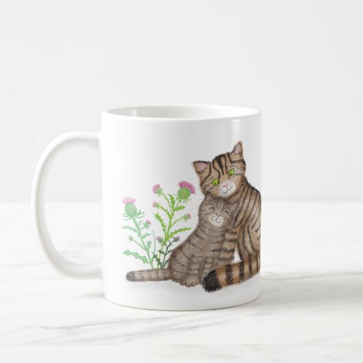 Cute Scottish Wildcat and kitten mug Koffiemok (Links)