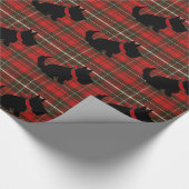 Cute Scotty Dog on Red Fabric Tartan Cadeaupapier (Hoek)