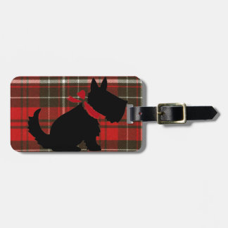 Cute Scotty Dog & Red Tartan Bagagelabel