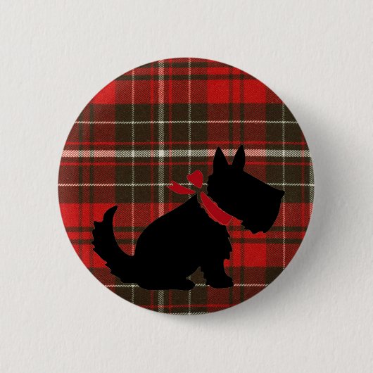 Cute Scotty Dog & Red Tartan Ronde Button 5,7 Cm (Voorkant)