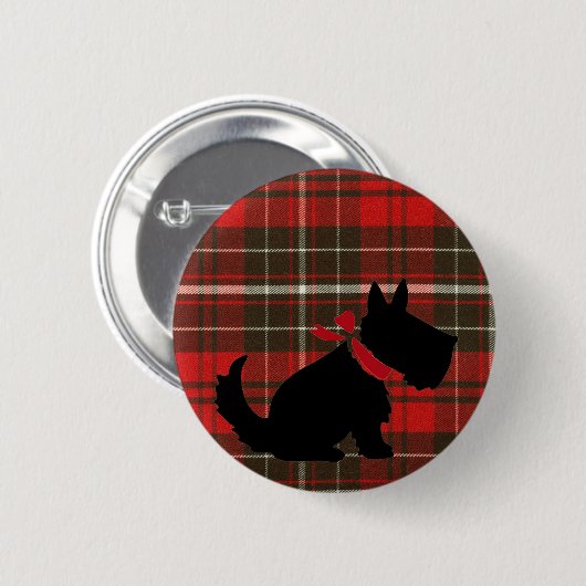 Cute Scotty Dog & Red Tartan Ronde Button 5,7 Cm (Voorkant /achterkant)