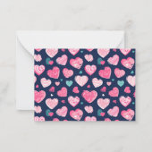 Cute Scribble Hart Patroon Blauw Valentijnsdag Notitiekaartje (Achterkant)