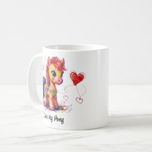Cute Scribble Pony 1 Koffiemok (Voorkant links)