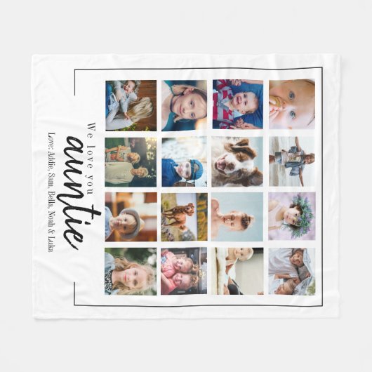 Cute script 16 foto collage tante gift fleece deken (Voorkant (Horizontaal))