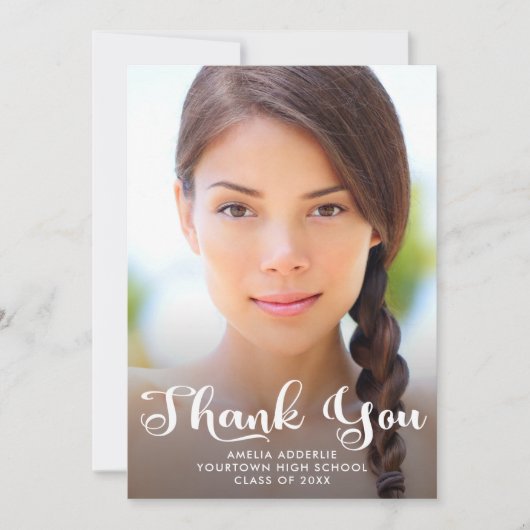 Cute Script Afstuderen 2 Foto Hartelijk dank Kaart (Voorkant)