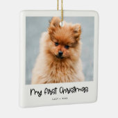 Cute script Animal First Kerstfoto Keramisch Ornament (Rechts)