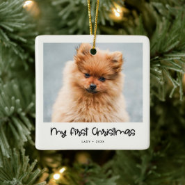 Cute script Animal First Kerstfoto Keramisch Ornament