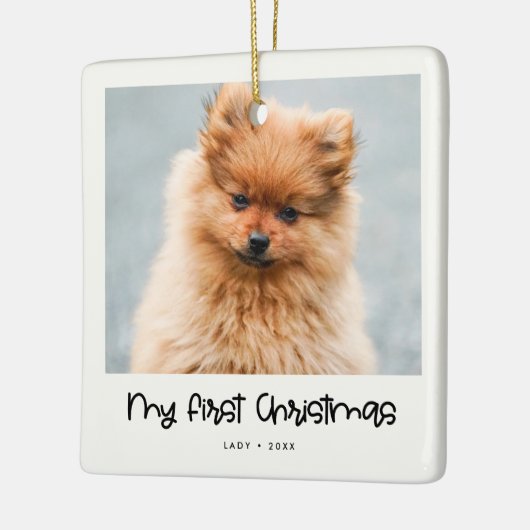 Cute script Animal First Kerstfoto Keramisch Ornament (Links)