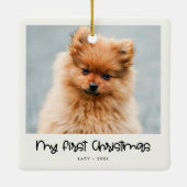 Cute script Animal First Kerstfoto Keramisch Ornament (Achterkant)