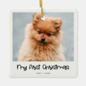 Cute script Animal First Kerstfoto Keramisch Ornament (Voorkant)