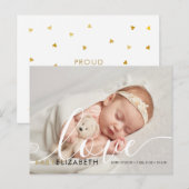 Cute Script Baby Geboorte Aankondiging Briefkaart (Voorkant / Achterkant)