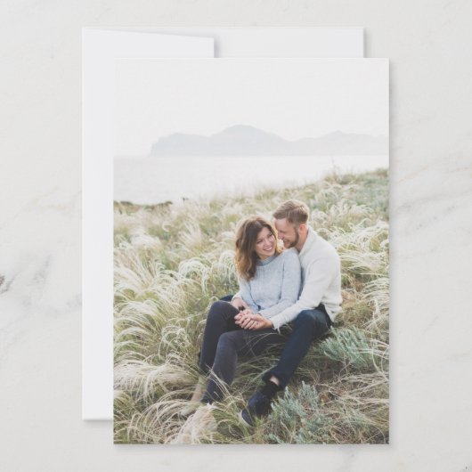 Cute Script Burgundy Red Photo Overlay Wedding Kaart (Achterkant)