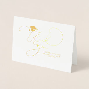 Cute Script Calligraphy Afstuderen Dankuwel Folie Kaarten