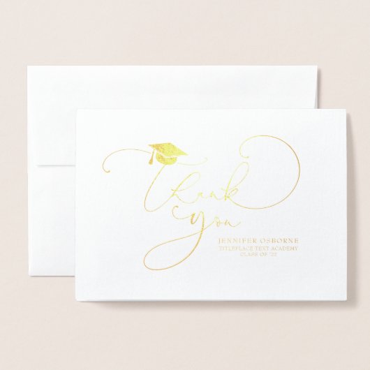 Cute Script Calligraphy Afstuderen Dankuwel Folie Kaarten (Voorkant met envelop)