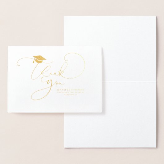 Cute Script Calligraphy Afstuderen Dankuwel Folie Kaarten (Display)