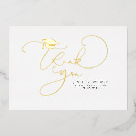 Cute Script Calligraphy Afstuderen Dankuwel Folie Uitnodiging