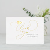 Cute Script Calligraphy Afstuderen Dankuwel Folie Uitnodiging (Staand Voorkant)