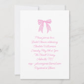 Cute Script Coquette Bow Pink Stripe Bridal Shower Kaart (Voorkant)