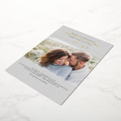 Cute Script Elegant Photo Overlay Gray Weddenschap Folie Uitnodiging (Gedraaid)