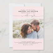 Cute Script Elegant Photo Overlay Pink Weddenschap Kaart (Voorkant)