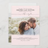 Cute Script Elegant Photo Overlay Pink Weddenschap Kaart (Voorkant / Achterkant)