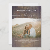Cute Script Elegant Photo Overlay Rustic Wedding Kaart (Voorkant)