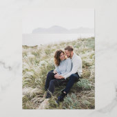 Cute Script Elegant Photo Overlay White Wedding Folie Uitnodiging (Achterkant)