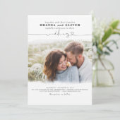Cute Script Elegant Photo Overlay White Wedding Kaart (Staand voorkant)