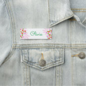 Cute Script Floral Employee Name Tag (In situ)