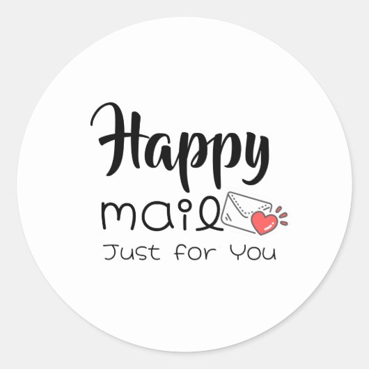 Cute Script Happy Mail Alleen voor Jou met Hart Ronde Sticker (Voorkant)