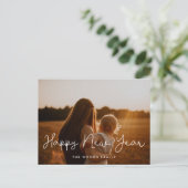 Cute script Happy New Year Holiday foto Briefkaart (Staand voorkant)