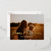 Cute script Happy Nieuwjaar foto Folie Feestdagen Briefkaart (Voorkant / Achterkant)