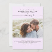 Cute Script Light Paars Photo Overlay Wedding Kaart (Voorkant)